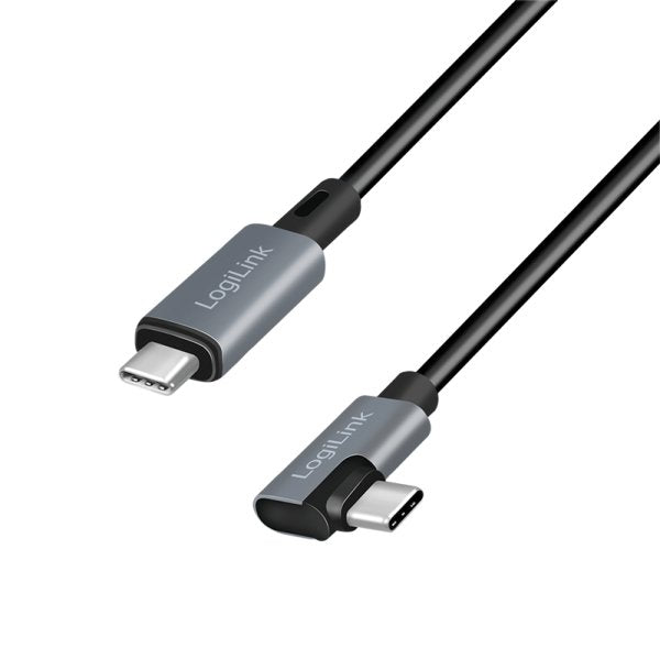 Cable De 1,00m Usb-Pd 2.0 0,48 Gbit/S Pd100w Usb-C Macho 90º A Usb-C Macho Negro E-Mark Carga Y Datos
