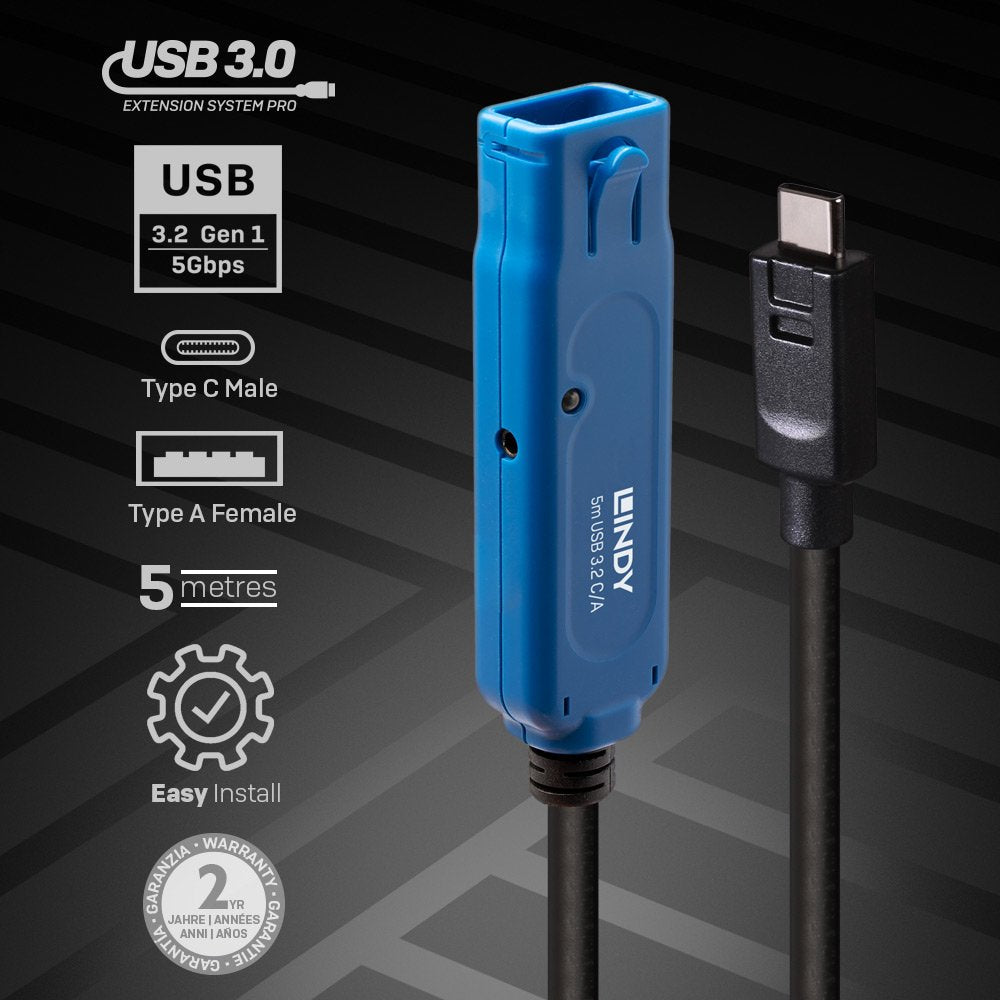 EAN 4002888433808 - Lindy 43380 cable USB USB 3.2 Gen 1 (3.1 Gen 1) 5 m USB C USB A Negro imagen 2