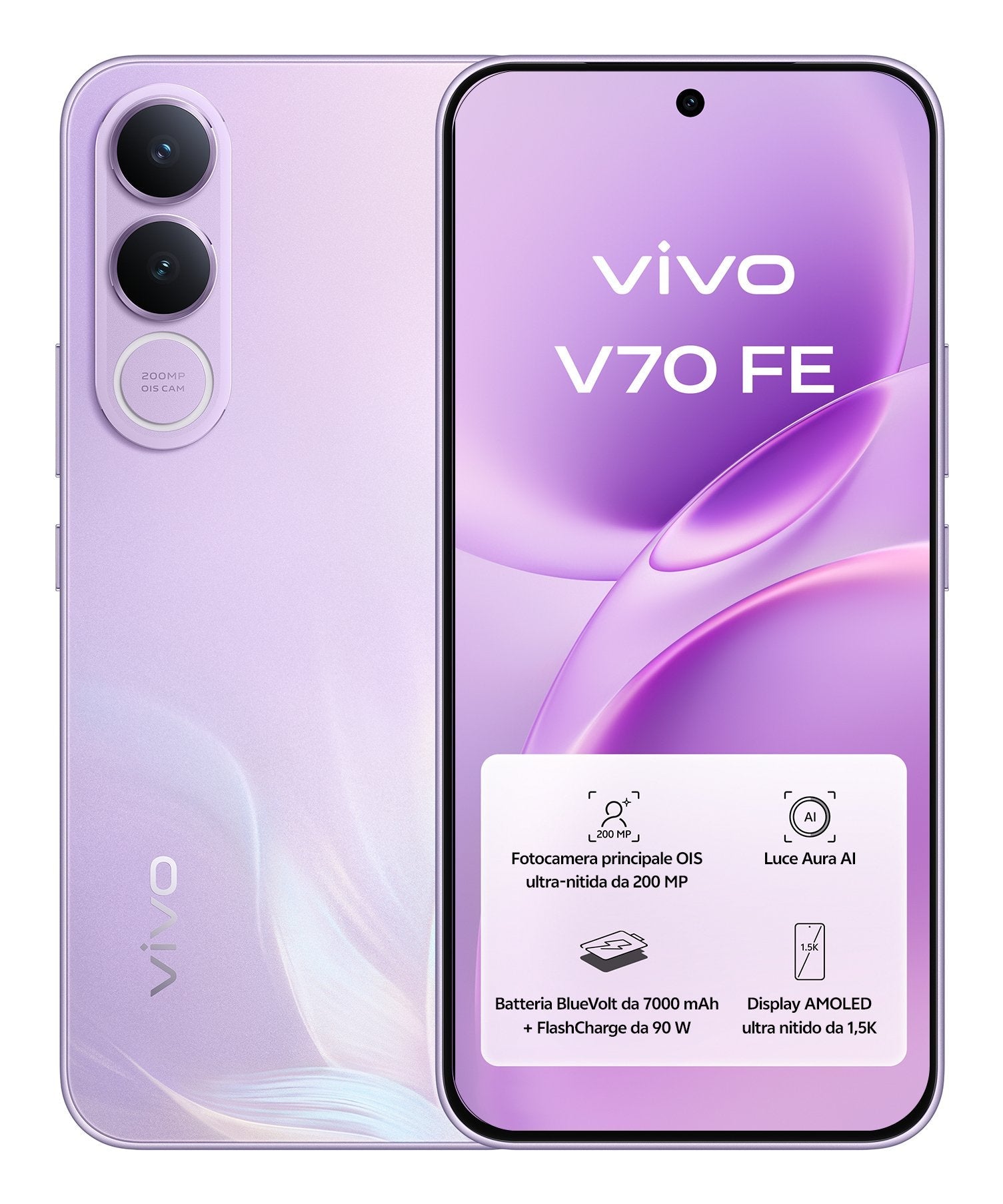 Smartphone Vivo V70 Fe 8gb 512gb 6.83' 5g Púrpura Incluye Cargador + Auriculares
