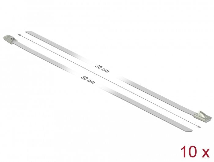 Delock Bridas De Acero Inoxidable L 300 X B 4,6 Mm Blanco 10 Piezas