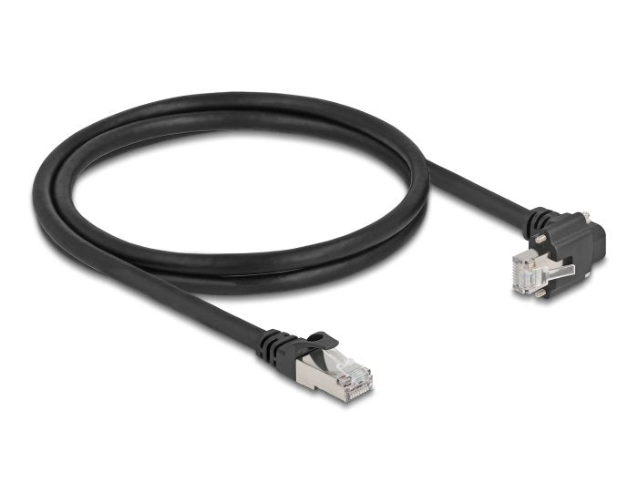 Delock Gige Kamera Cable Rj45 Stecker 90° Gewinkelt Mit Schrauben Zu Rj45 Stecker Cat.6 S Ftp 1 M Schwarz