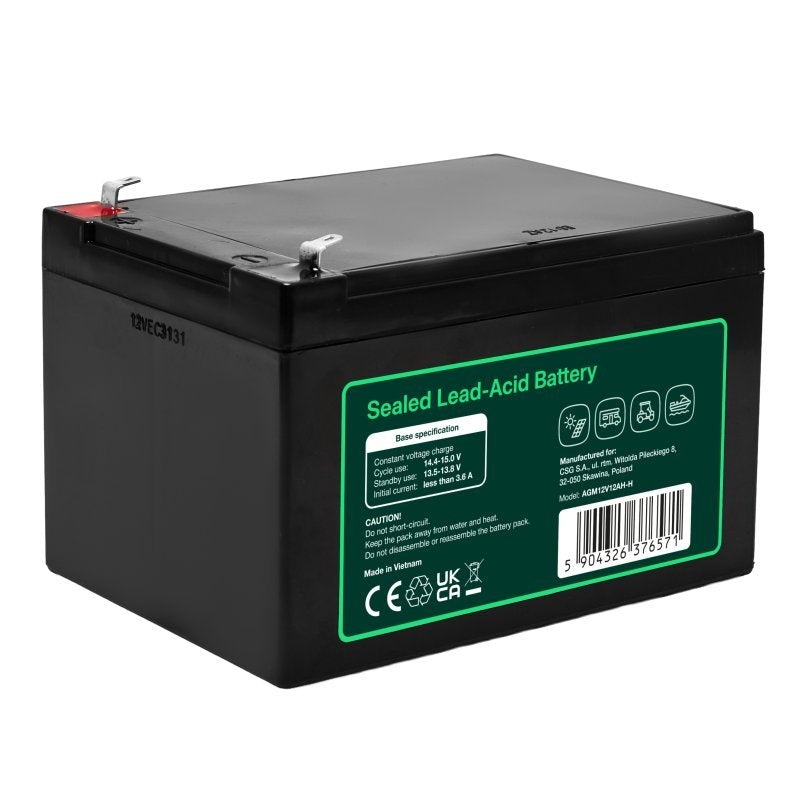 Green Cell Agm Vrla 12v 12ah Maintenance-Free Battery For Cash Registers, Toys, Cameras (151x98.5x95mm)