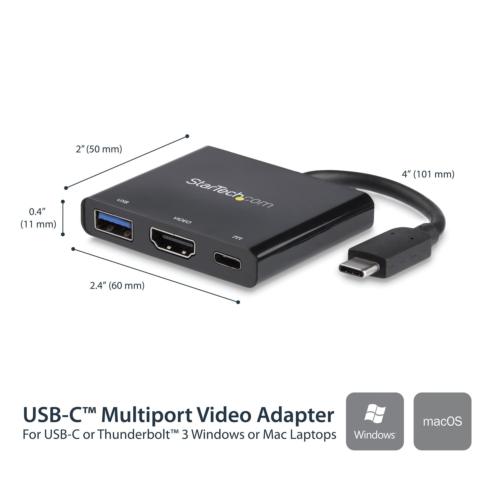 Startech.Com Adaptador Multipuertos Usb-C Con Hdmi - Puerto Usb 3.0 - Pd De 60w