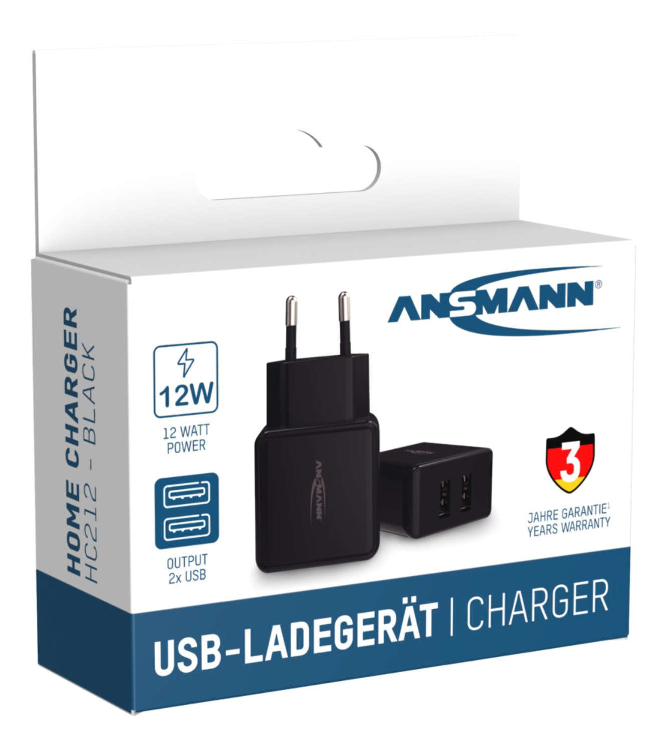 Cargador De Pared Ansmann Hc212 2xusb 2400ma Negro