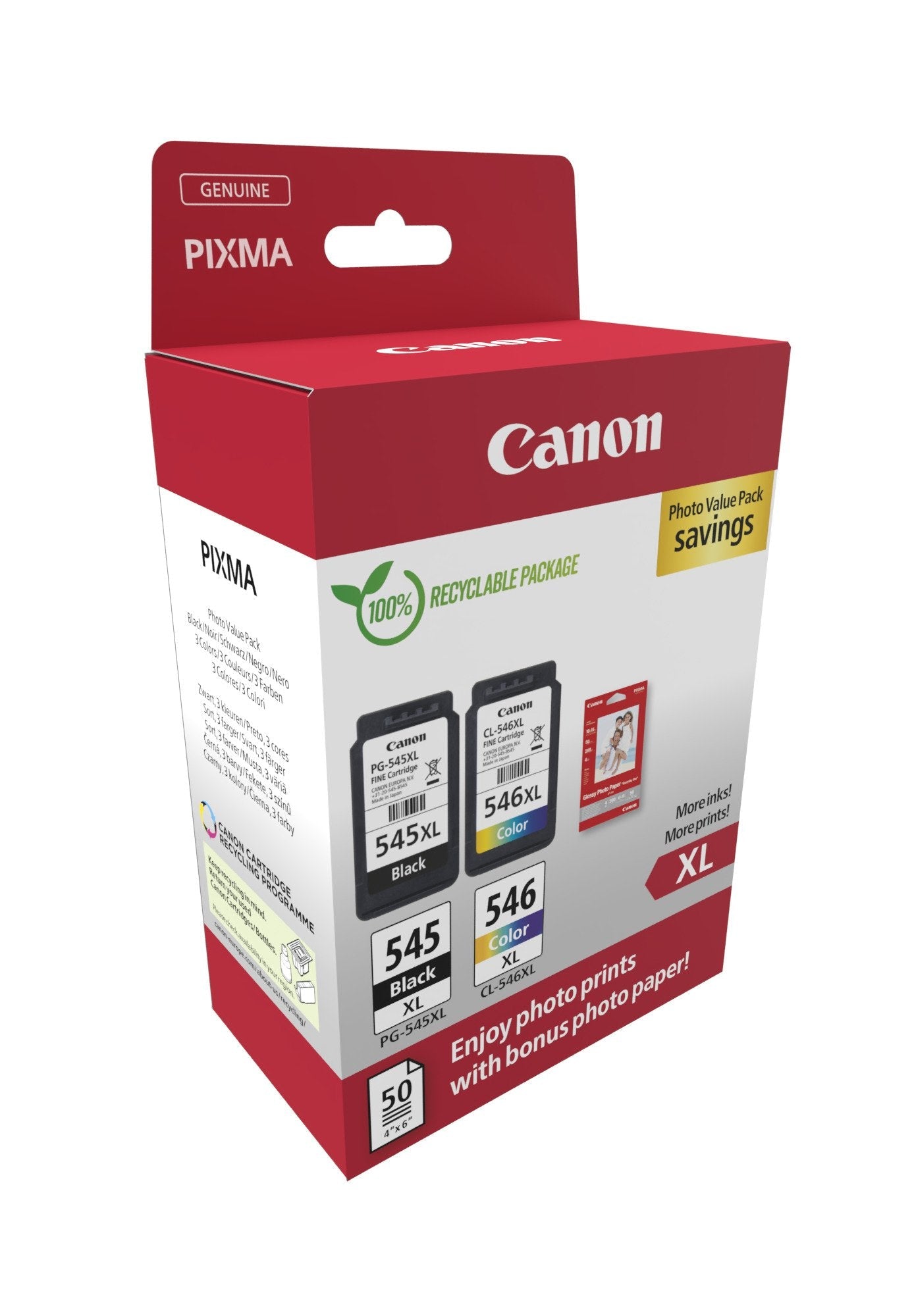 Cartucho Tinta Canon Pg 545xl Cl 546xl Photo Value