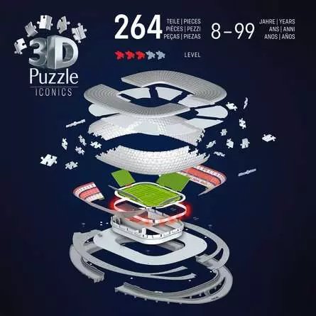 Ravensburger 3d Puzzle Iconics: Allianz Arena - Mit Licht (216 Teile) 12008033