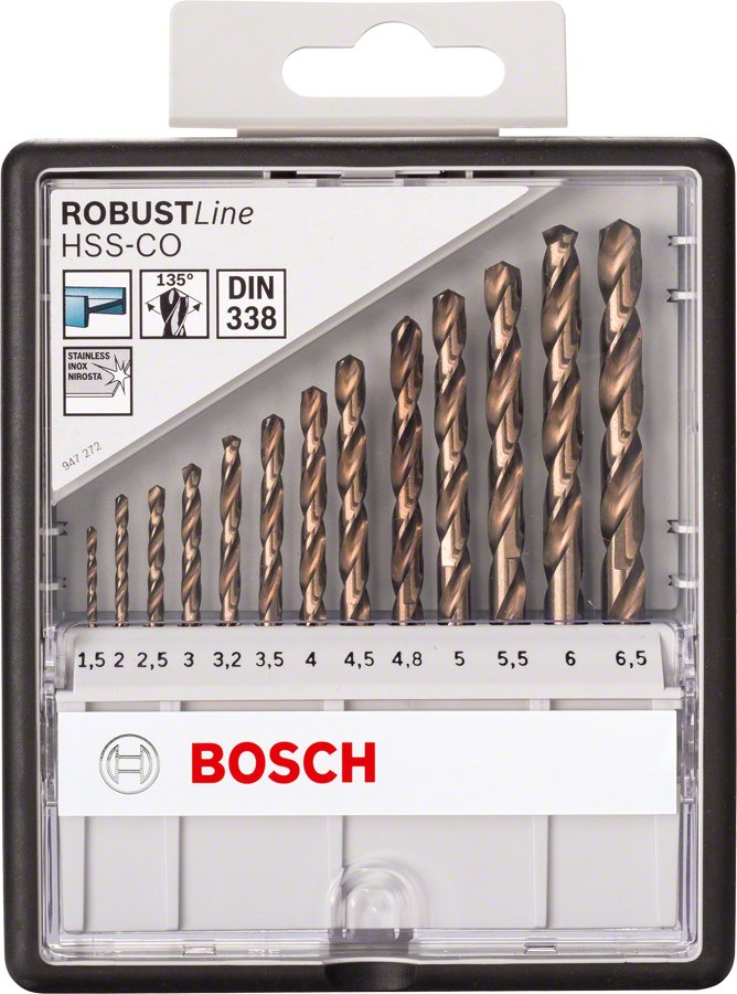 Bosch Juego De Brocas Para Metal Hss-Co Robust Line, 13 Piezas 2607019926