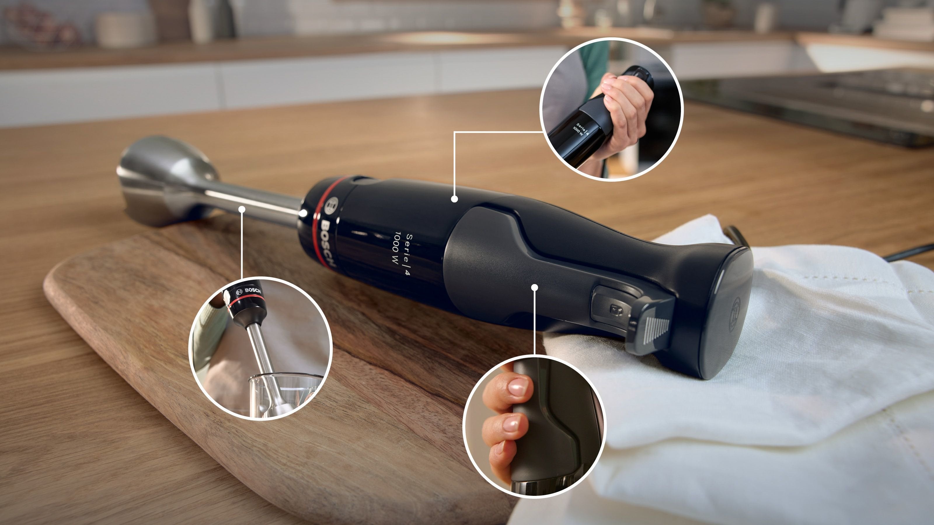 EAN 4242005340552 - Bosch Serie 4 MSM4B610 licuadora 0,6 L Batidora de inmersión 1000 W Antracita, Negro imagen 2