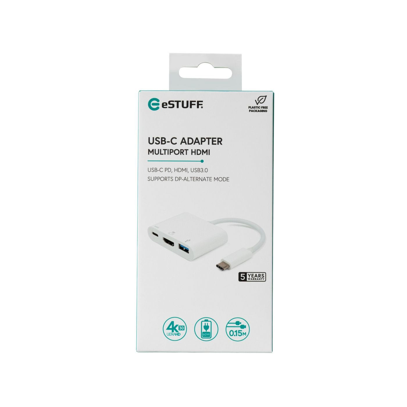 EAN 5711783475125 - eSTUFF ES623001WH hub de interfaz USB 3.2 Gen 1 (3.1 Gen 1) Type-C 5000 Mbit/s Blanco imagen 2