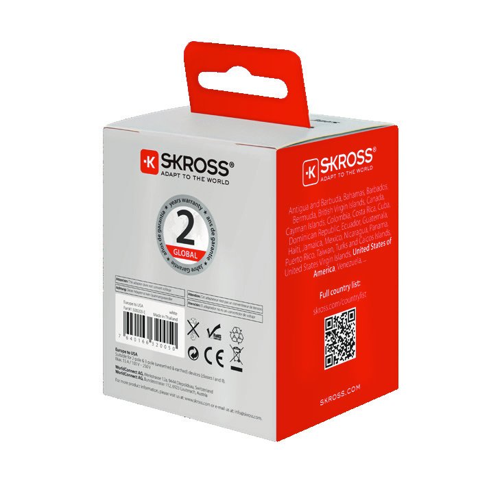 EAN 7640166320050 - Skross 1.500203-E adaptador de enchufe eléctrico Tipo B Universal Blanco imagen 2