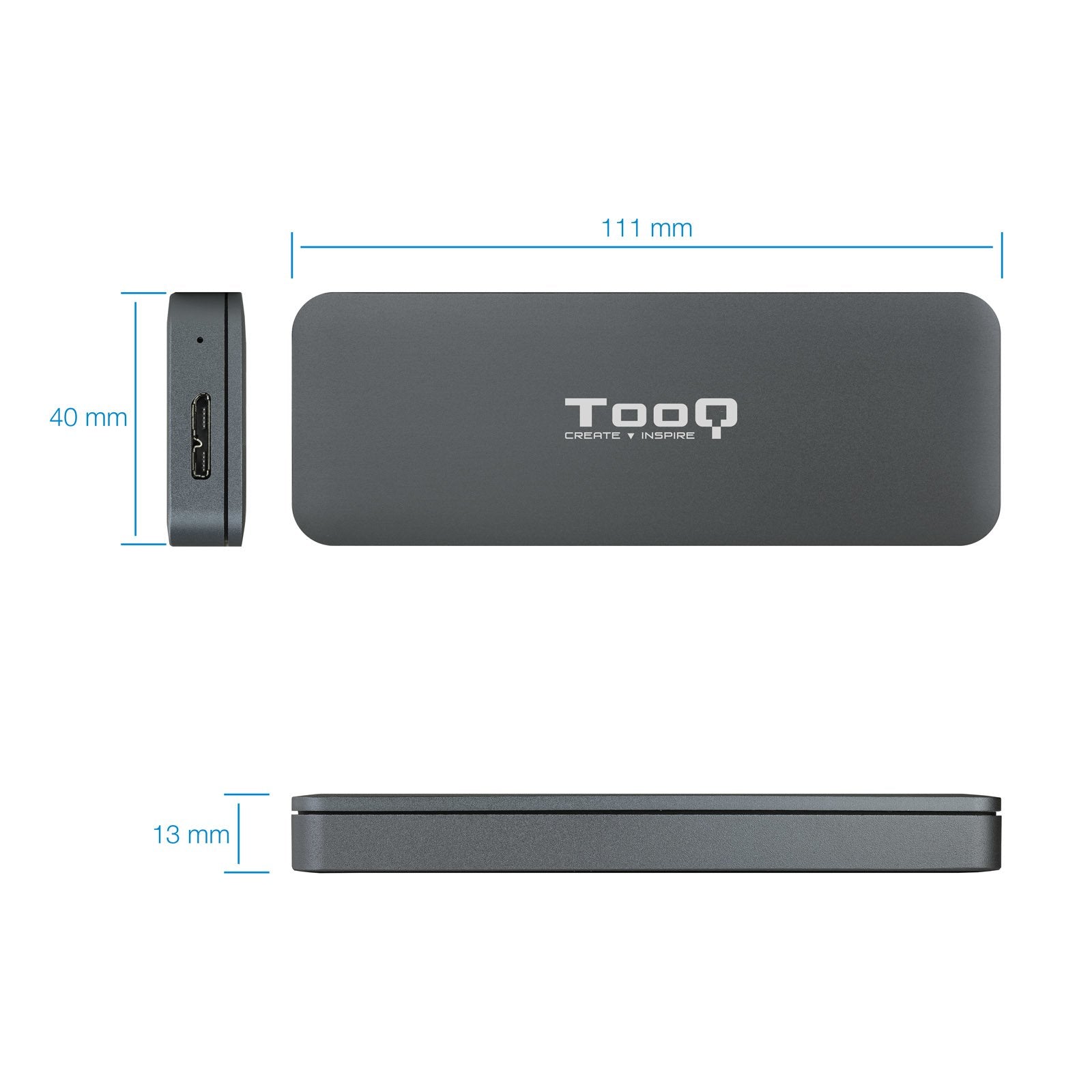 Tooq Carcasa Externa Ssd M2 Ngff Usb-C - Gris