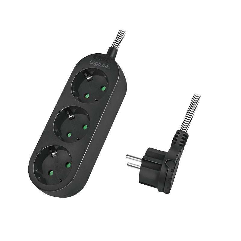 Logilink Lps261 Base Múltiple 1,5 M 3 Salidas Ac Interior Negro, Blanco