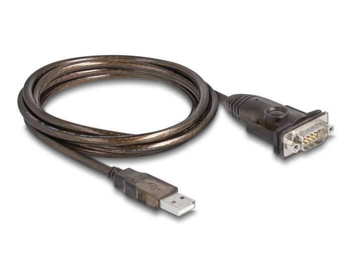 Delock Adaptador Usb 2.0 Tipo-A A 1 X Serial Rs-232 D-Sub 9 Pin Macho Con Tuercas 1,5 M