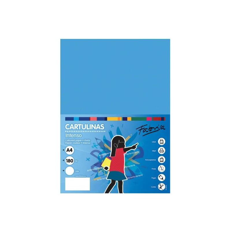Fabrisa Pack De 50 Cartulina 180gr A4 Azul Turquesa