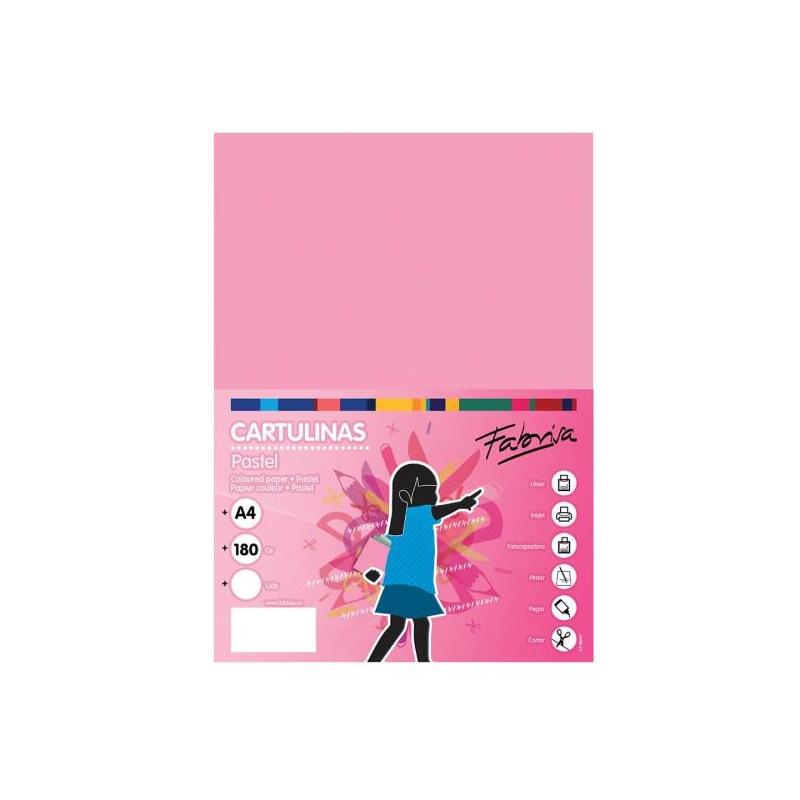 Fabrisa Pack De 50 Cartulina 180gr A4 Rosa