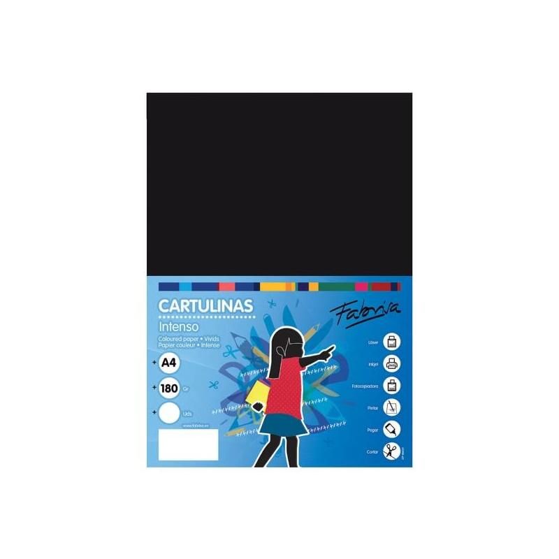 Fabrisa Paq.50h Cartulina 180gr A4 Negro