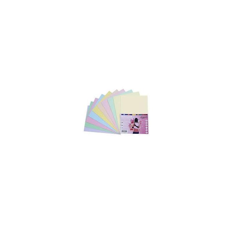 Fabrisa Paquete Papel De 100 Hojas Retractilado 10 Colores Pastel Dina4 Surtidos 80gr