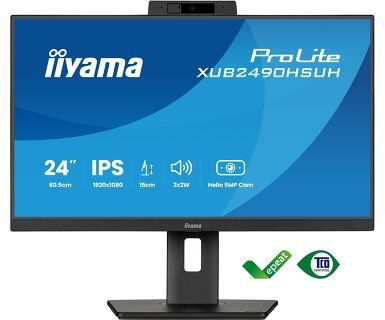Monitor Iiyama 24" Prolite Xub2490hsuh-B2 Led (Matt), Fullhd, Ips, Webcam, Micrófono, Cubo Usb, Panel De 100hz Xub2490hsuh-B2 Negro