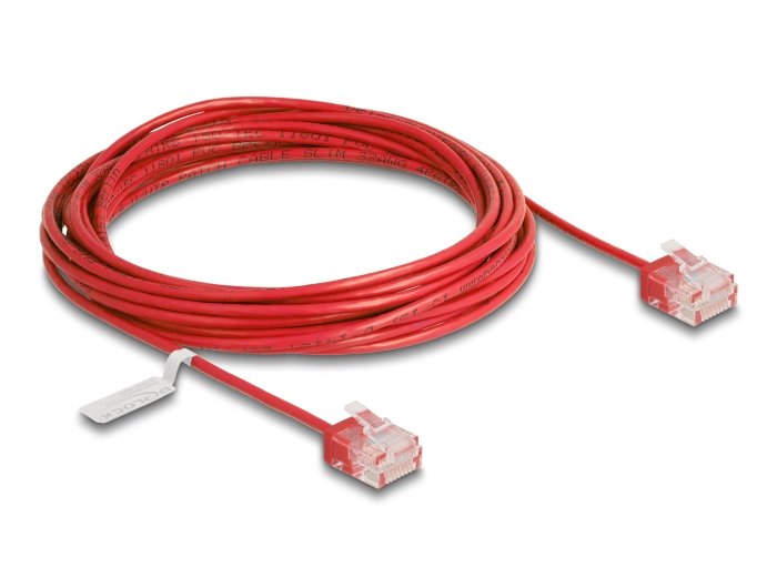Delock Rj45 Cable De Red Cat.6 Utp Ultra Slim 5 M Rojo Con Kurzen Machon
