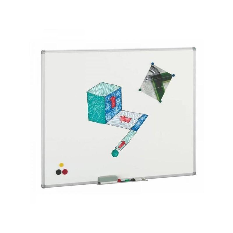 Faibo Pizarra Blanca Estratificada Marco De Aluminio Con Cajetín 122x200cm