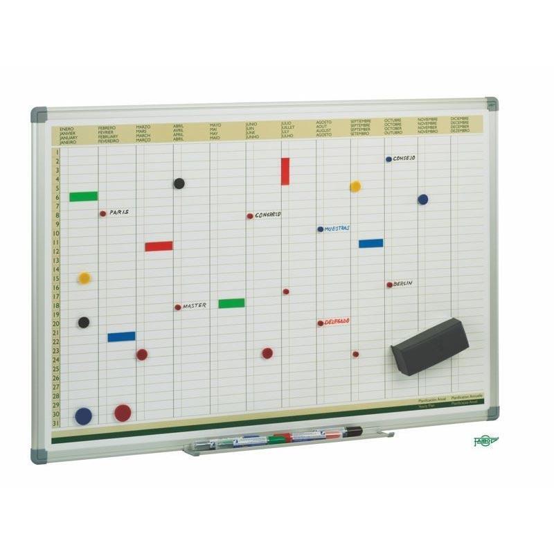 Faibo Pizarra Planificación Semanal Metálica Lacado Blanco Marco De Aluminio 600x900mm