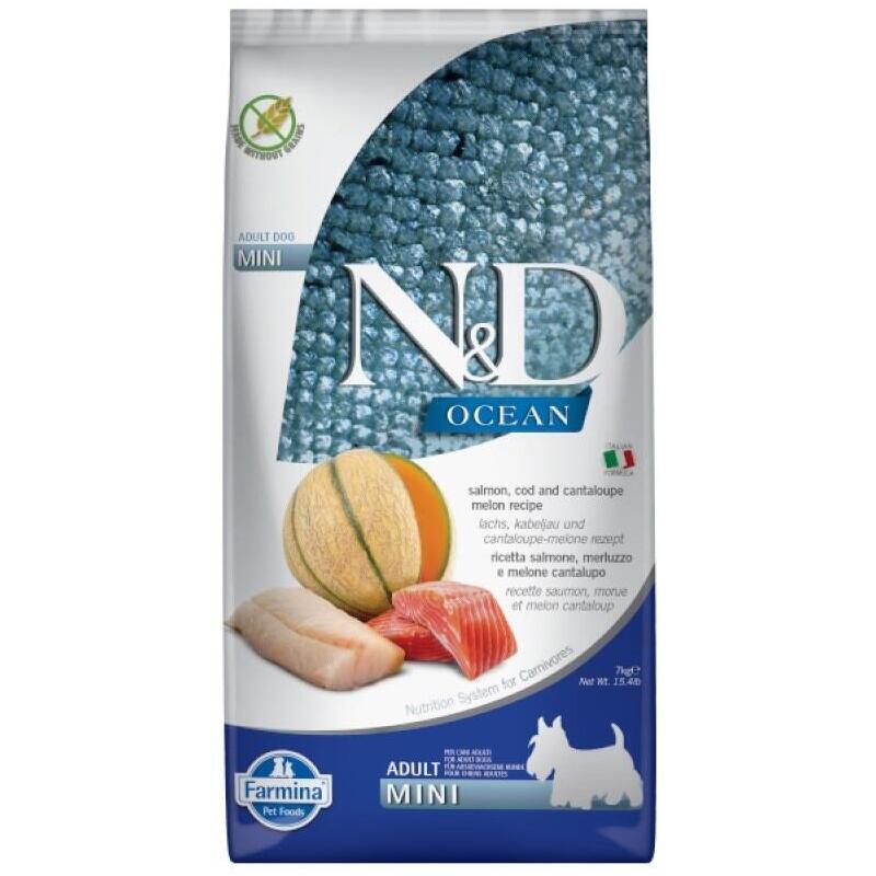 Farmina N&D Ocean Dog Salmon, Cod, Cantaloupe, Melon Adult Mini - Alimento Seco Para Perros - 7 Kg