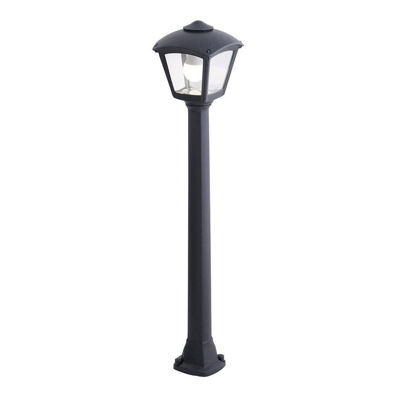 Farol Baliza Con Poste Giaffa/Roby, Transparente, E27, Negro, 195 X 195 X 945 Mm