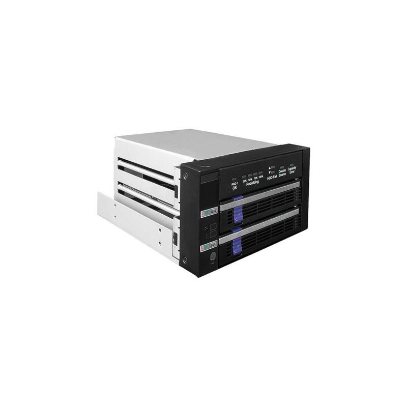 Fatcage 2x 2,5" 3,5" Sata Hdd Ssd Raid 1 En 2x 5,25" Bahía Negro
