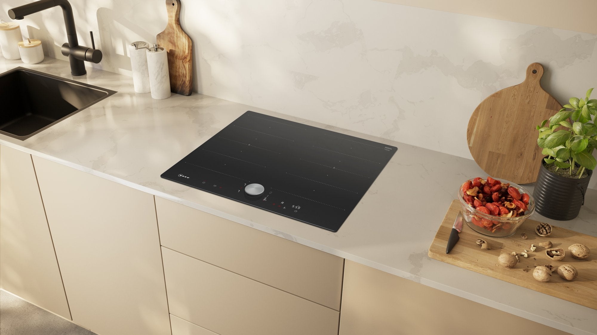 Neff T66ptx4l0 N 90, Placa Autosuficiente Negro/Acero Inoxidable, 60 Cm T66ptx4l0