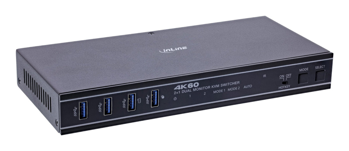 Inline Kvm Switch, 2x1 ,Hdmi & Displayport 4k/60hz, Dual Monitor, Usb 3.2 Hub