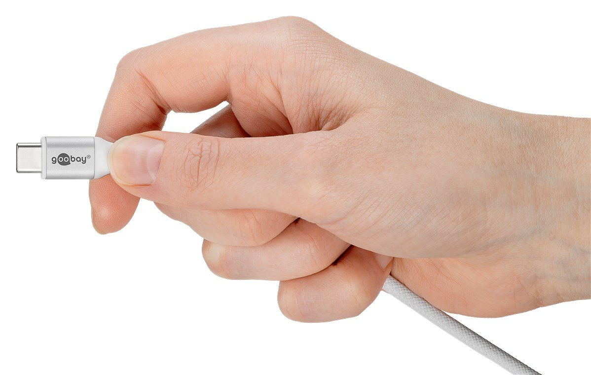 Cable Goobay Usb-C (St-St) 0,5m Verbindungscable Textilmantel Blanco