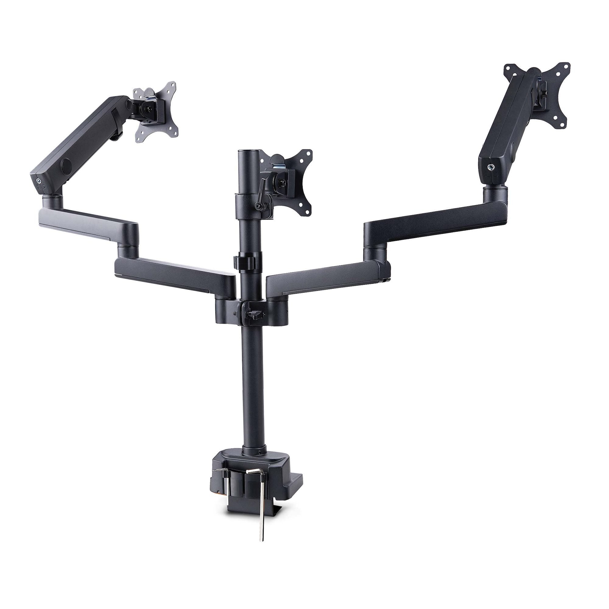 Startech.Com Triple Monitor Desk Mount For Up To Three 27in Screens, Vesa 75x75/100x100, Tool-Less Arm Adjustments, C-Cl