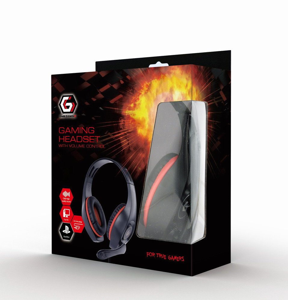EAN 8716309117029 - Gembird GHS-05-R auricular y casco Auriculares Alámbrico Diadema Juego Negro, Rojo imagen 4