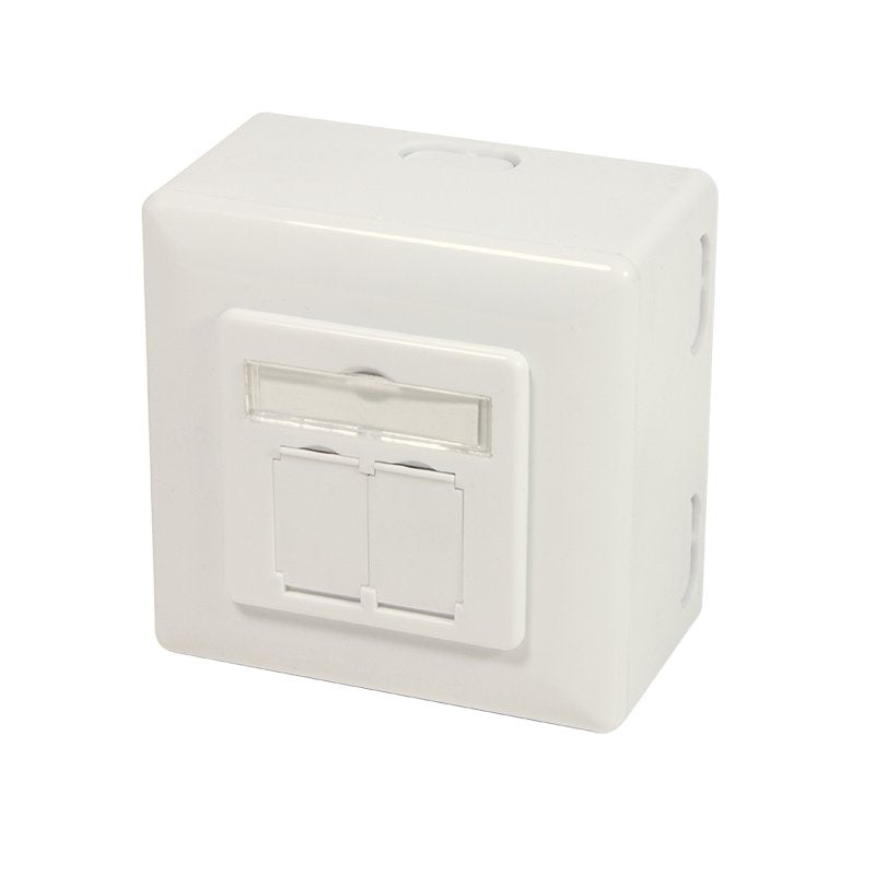 Logilink Np0124 Toma 2 X Rj-45 Cat 6a Superficie Y Empotrado Apantallado Metálico, Blanco