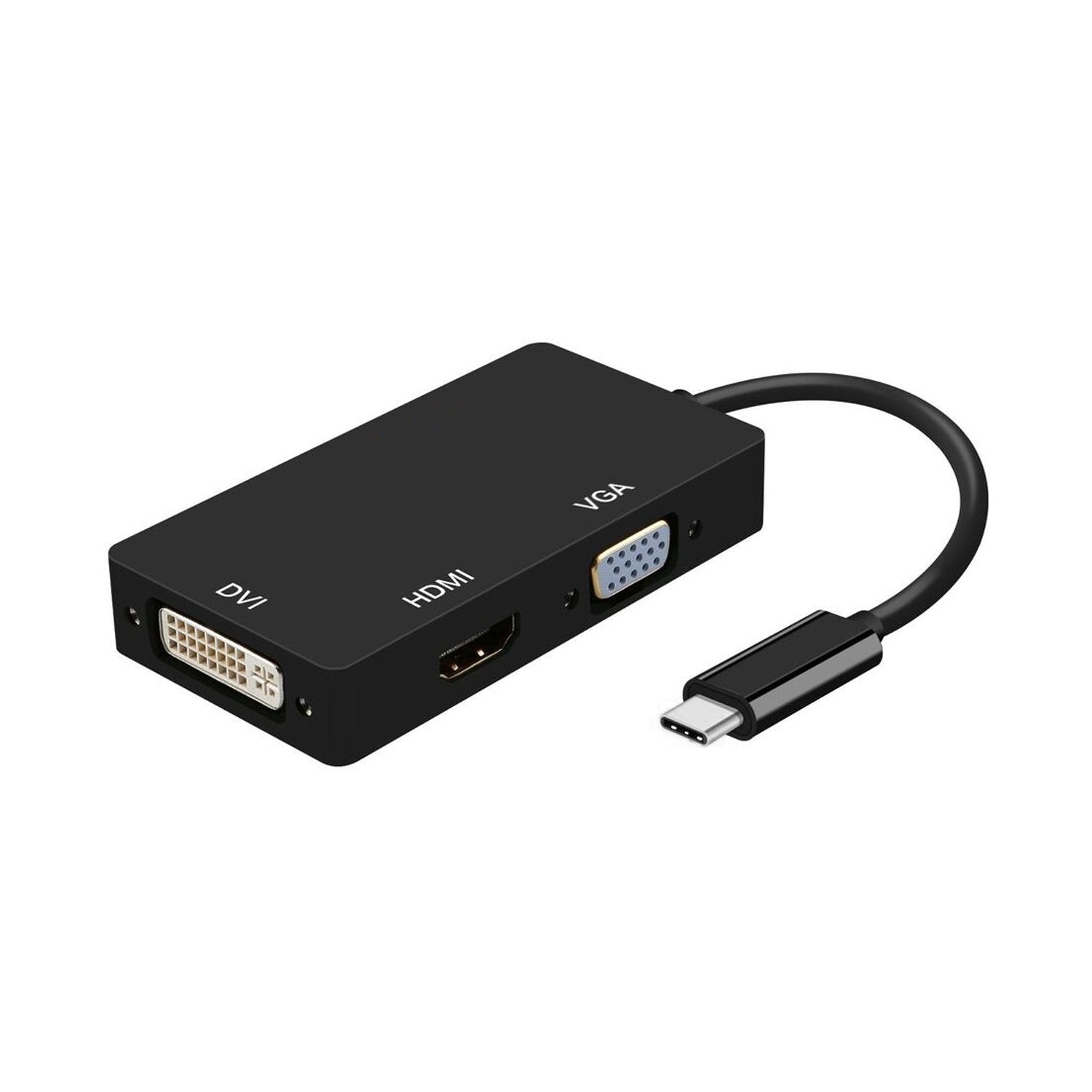 Aisens Conversor Usb-C A Dvi/Hdmi/Vga - Usb-C/M-Dvi/H-Hdmi/H-Vga/H - 15cm - Negro