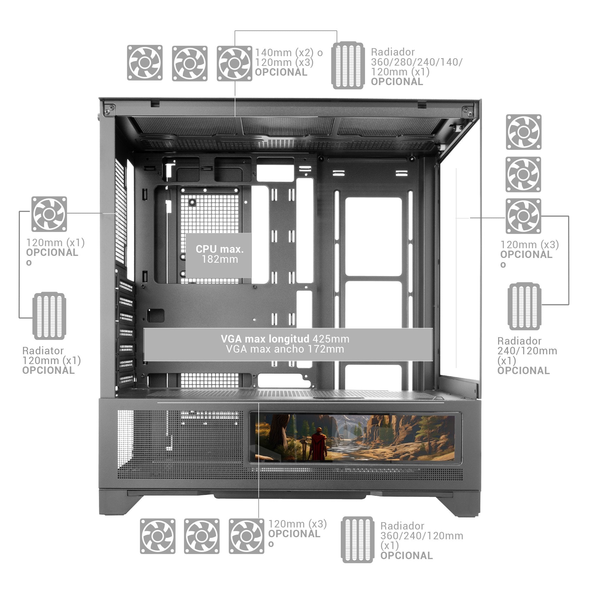 EAN 8435693112563 - Mars Gaming MCLCDXW carcasa de ordenador Midi Tower Blanco imagen 13