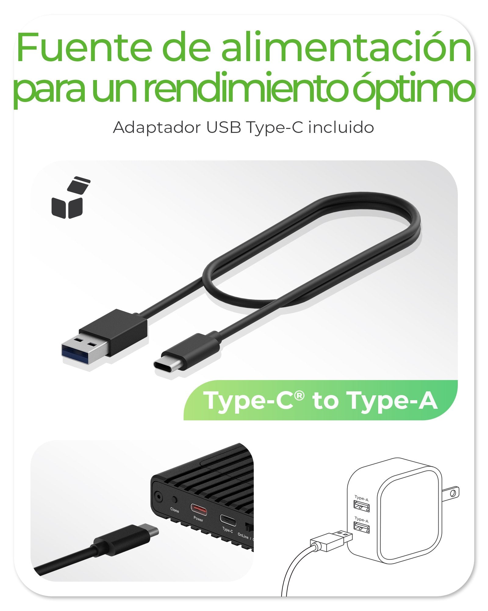Icybox Caja Externa Con Función De Clonación Para Ssd M.2 Nvme Usb3.2 Gen2