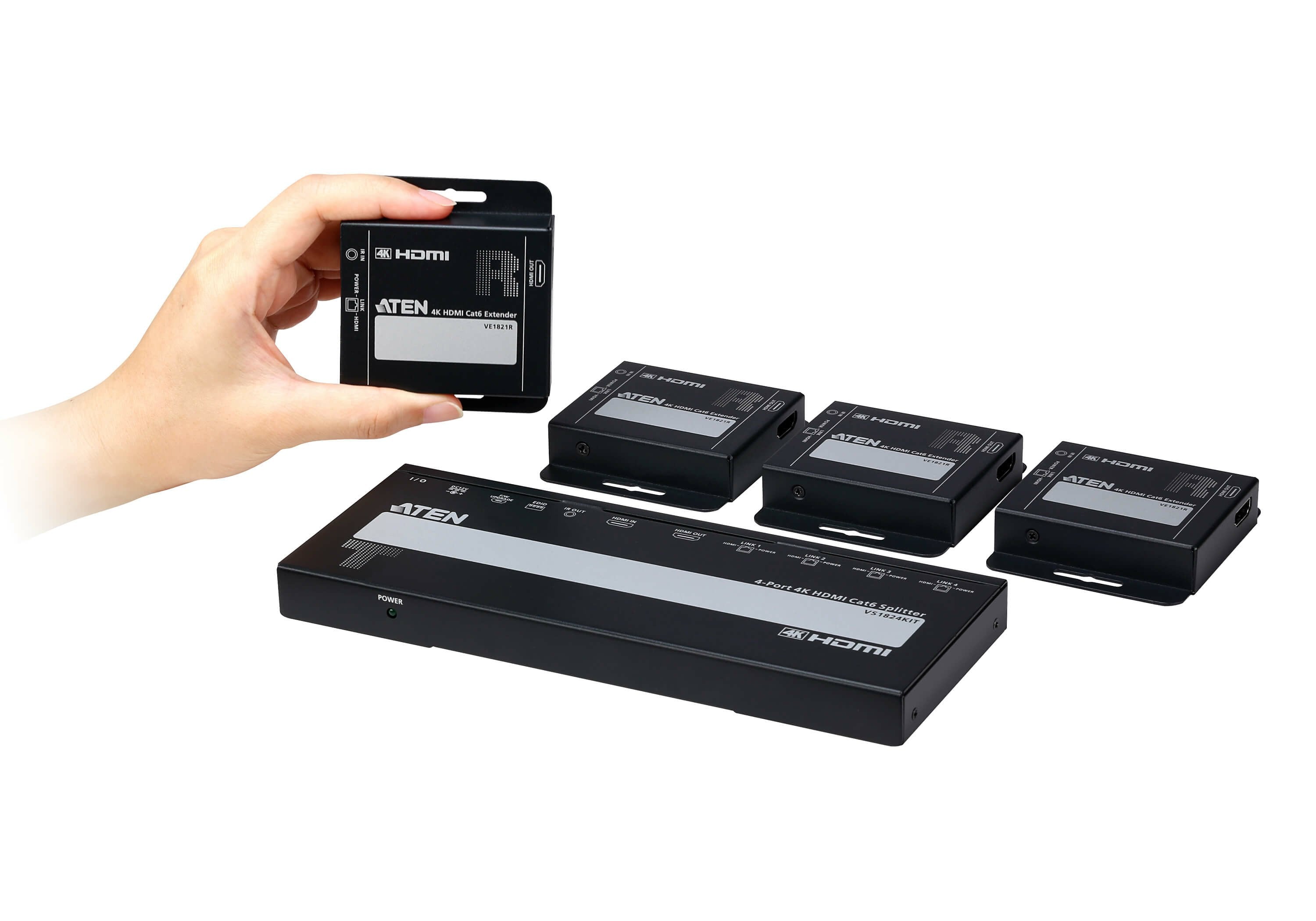 4-Port 4k Hdmi Cat 6 Splitter With 4 Receivers Kit, With