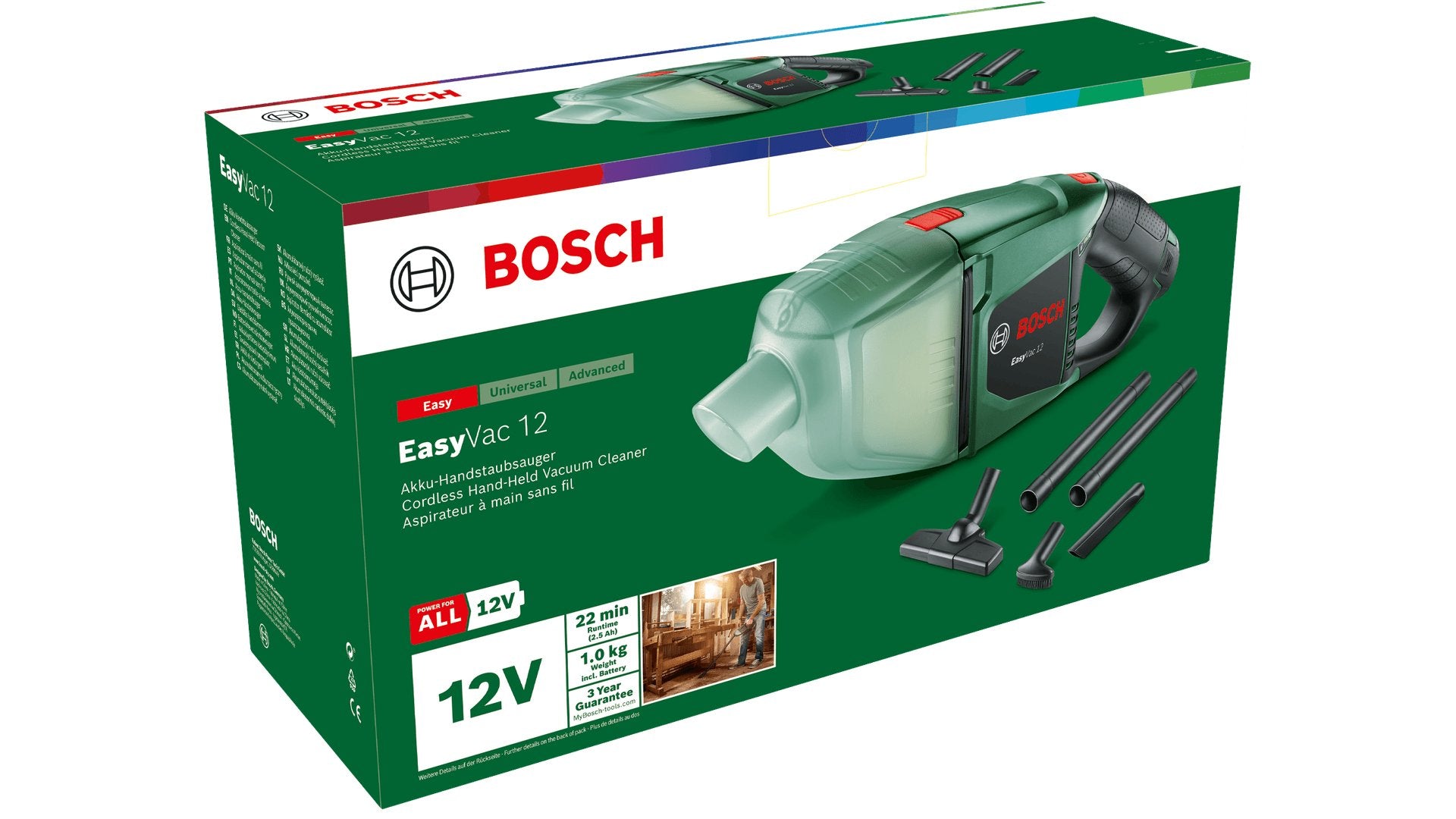 EAN 3165140850575 - Bosch EasyVac 12 Aspiradora escoba 2 en 1 Secar Sin bolsa Negro, Verde 2,5 Ah imagen 3