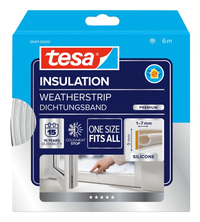 EAN 4042448920959 - TESA 05417-00200-03 burlete aislante 6 m Ventana Weather seal Autoadhesivo Transparente imagen 1