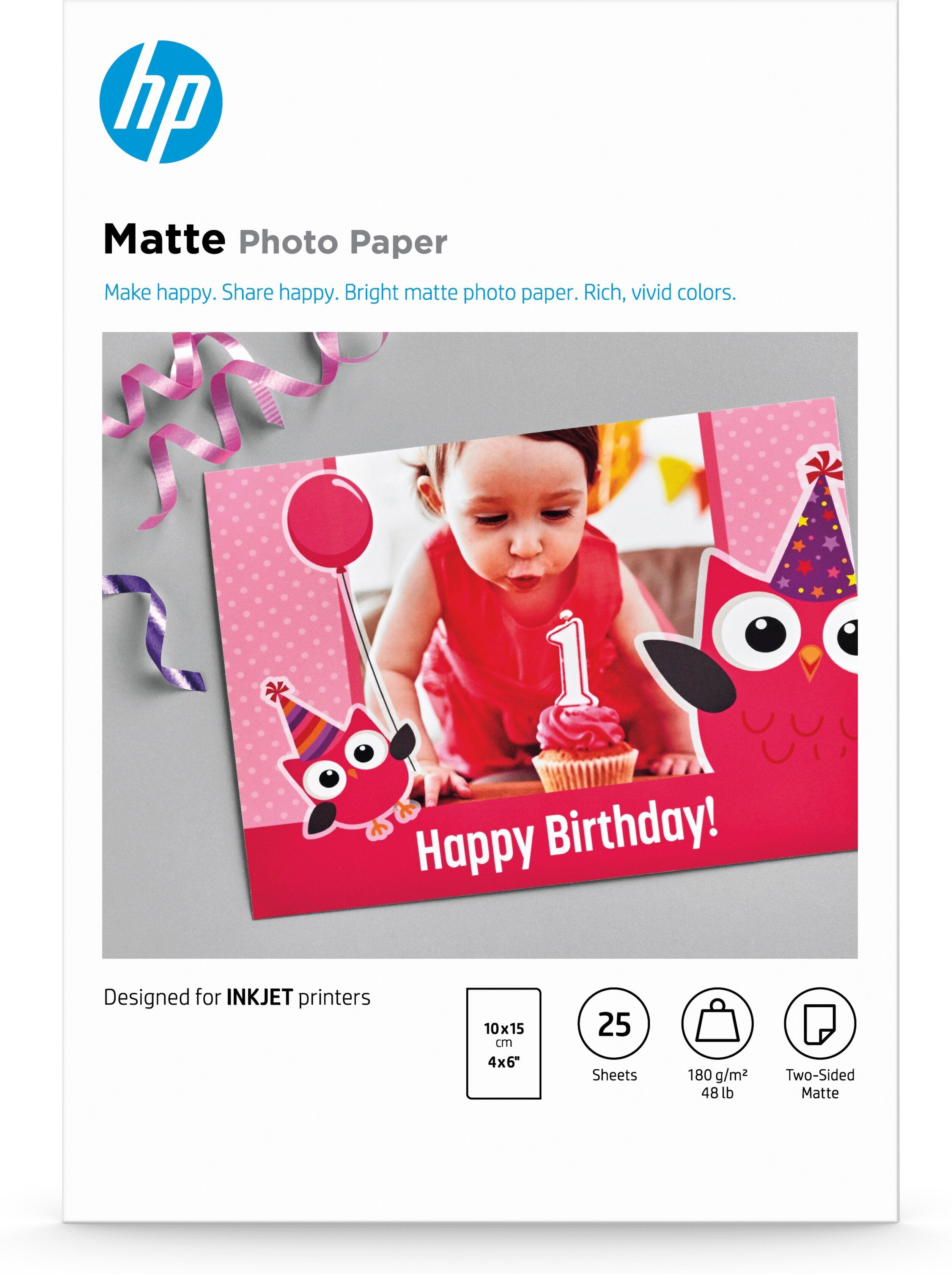 Hp Papel Foto Mate 10x15cm 25hojas