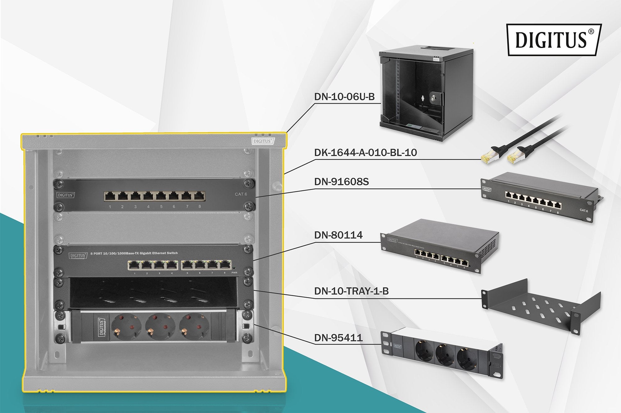 EAN 4016032477495 - Digitus DN-10-SET-1-B armario rack 6U Bastidor de pared Negro imagen 1