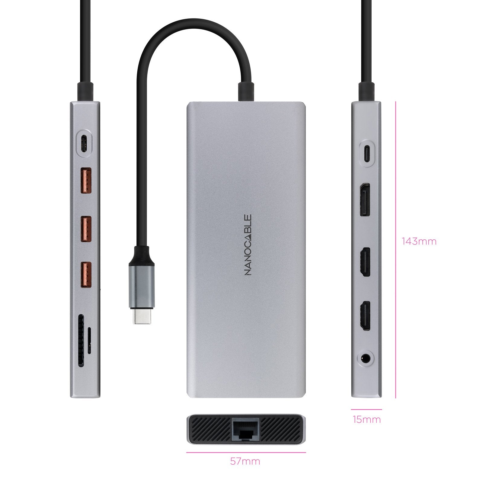 EAN 8433281015579 - Nanocable 10.16.4612 base para portátil y replicador de puertos Alámbrico USB 3.2 Gen 1 (3.1 Gen 1) Type- imagen 2