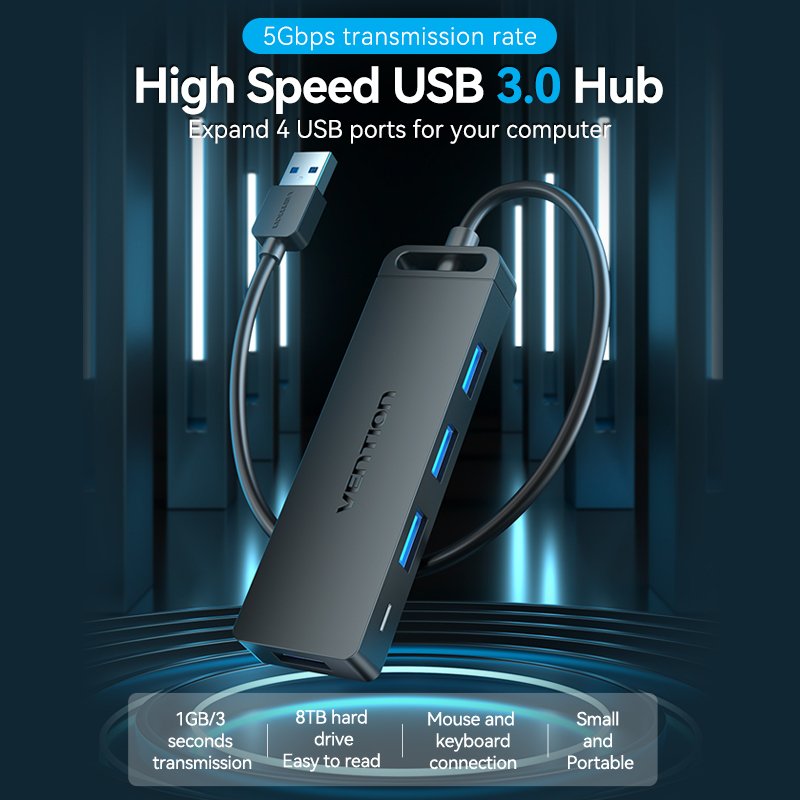 Hub Usb 3.0 Vention Chlbd 4xusb Microusb Pd 50cm