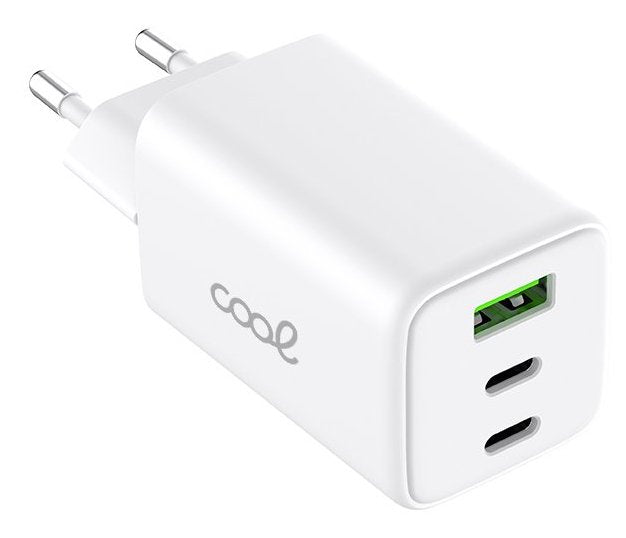 Cool Cargador Red Universal Ultra Fast Pd Port X3 (2x Tipo-C + 1x Usb) (65w) Gan Blanco