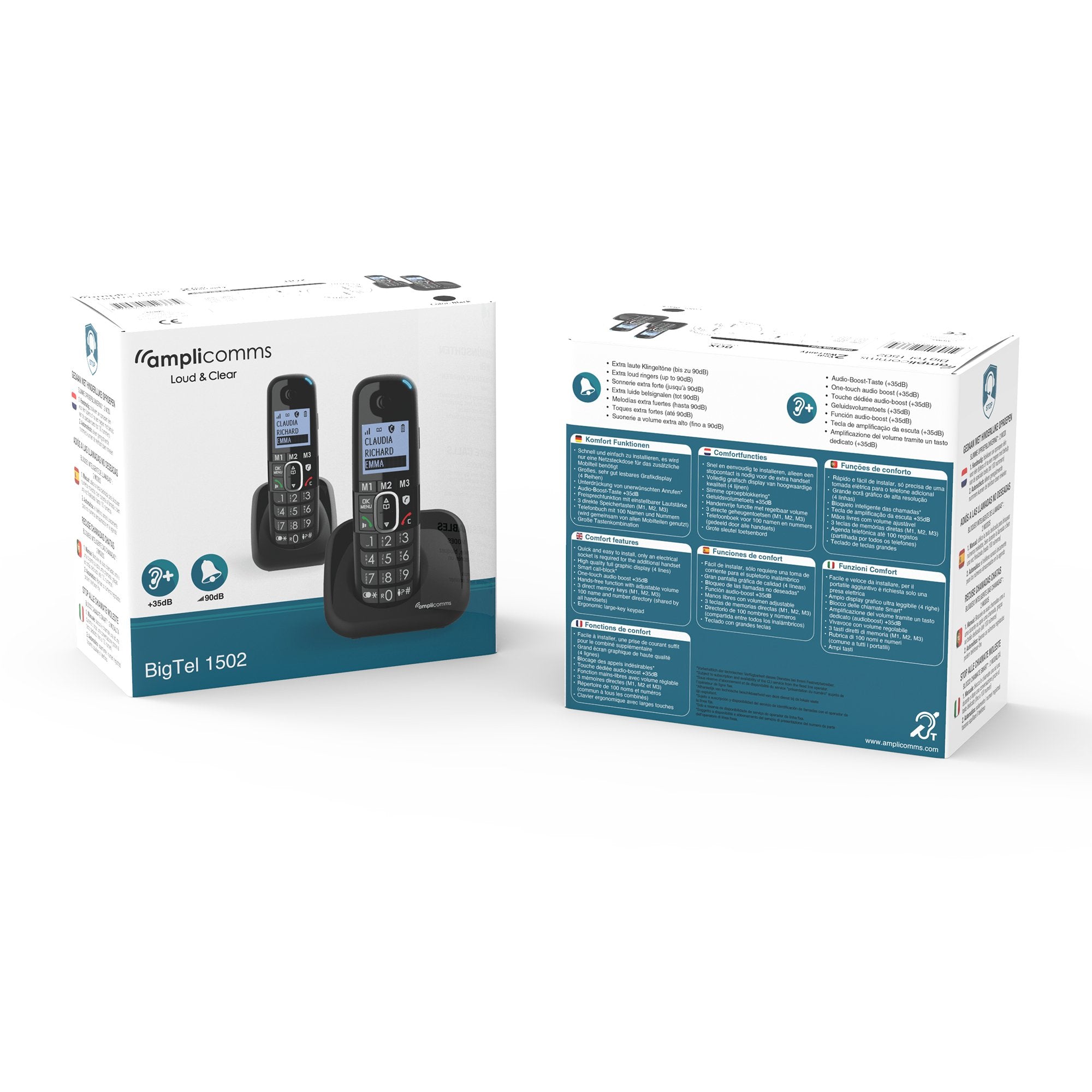 EAN 3700601423334 - amplicomms BigTel 1502 Teléfono DECT Identificador de llamadas Negro imagen 6