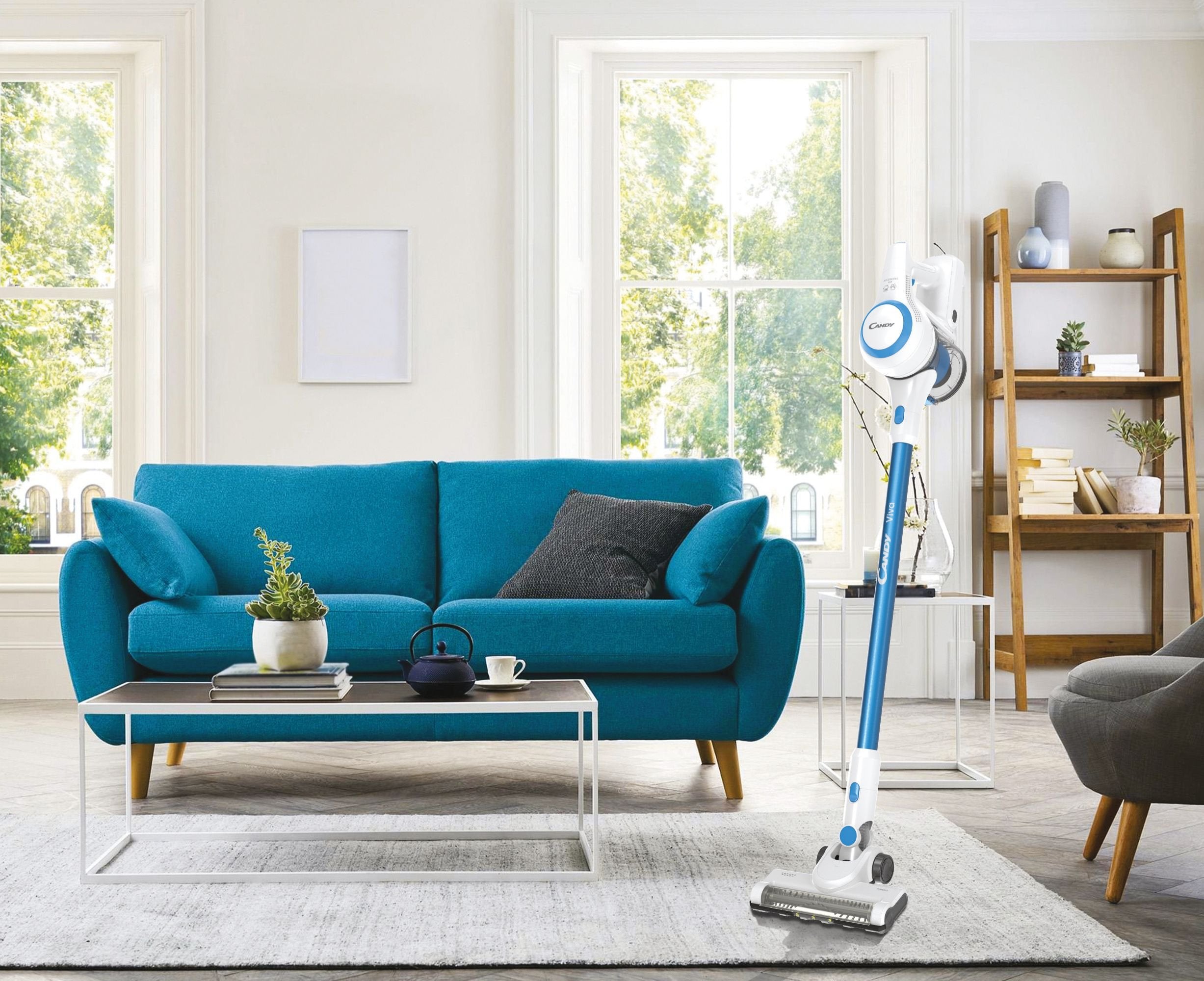 Candy Scopa Elettrica Cviva20 Ricaricabile Bianco/Blu