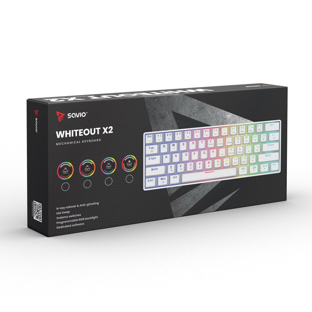 EAN 5901986049357 - Savio WHITEOUT X2 PEACH teclado Juego USB QWERTY Inglés internacional Blanco imagen 13