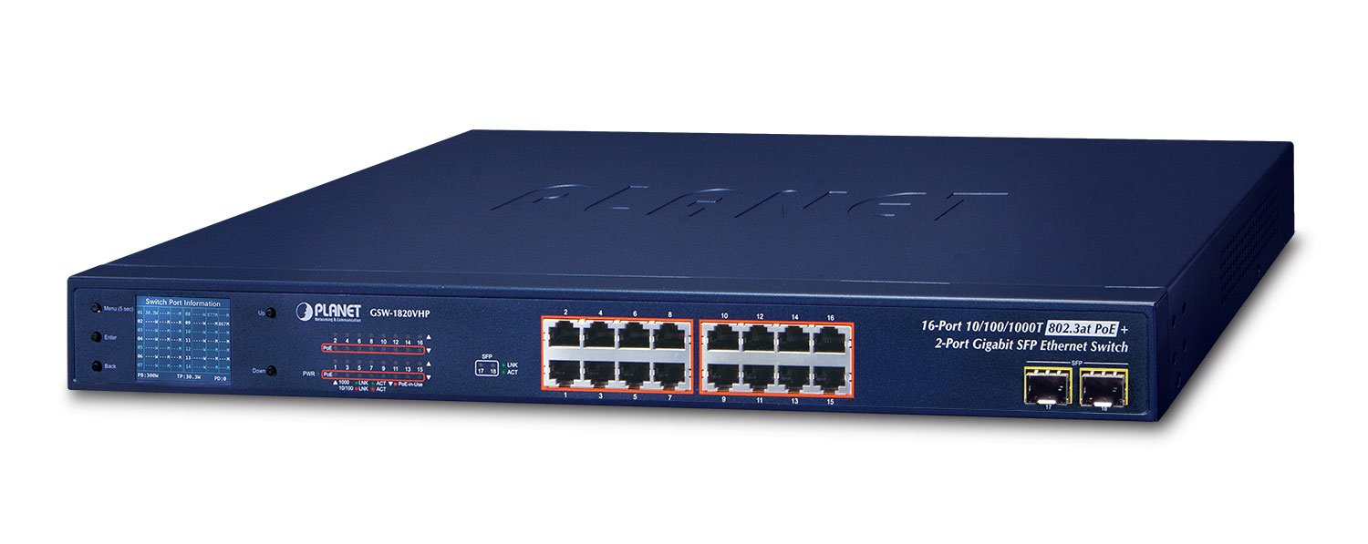 EAN 4711605283755 - PLANET GSW-1820VHP switch No administrado Gigabit Ethernet (10/100/1000) Energía sobre Ethernet (PoE) 1U imagen 1