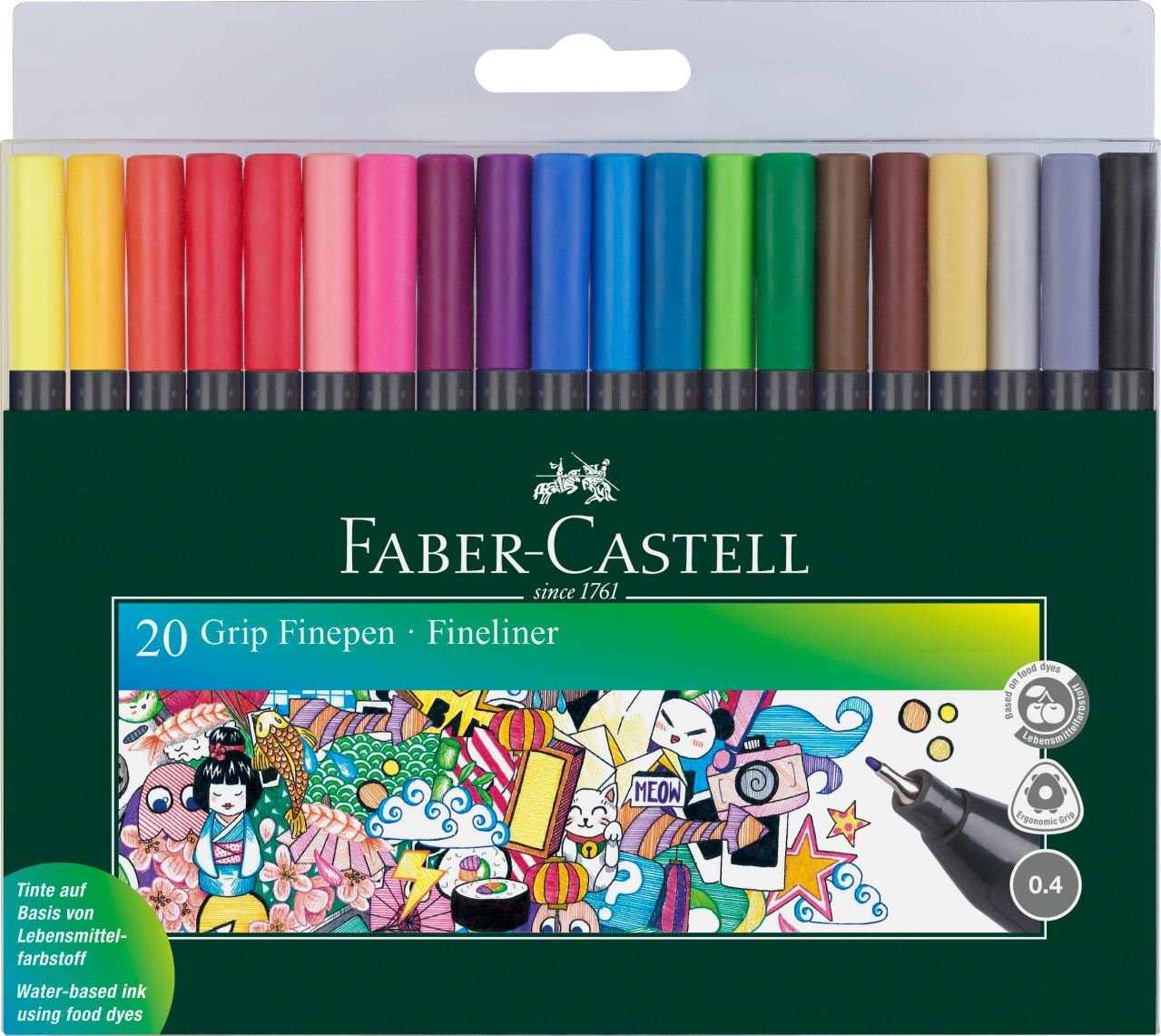Faber-Castell Grip Fineliner, 0.4, 20er, Set 151620